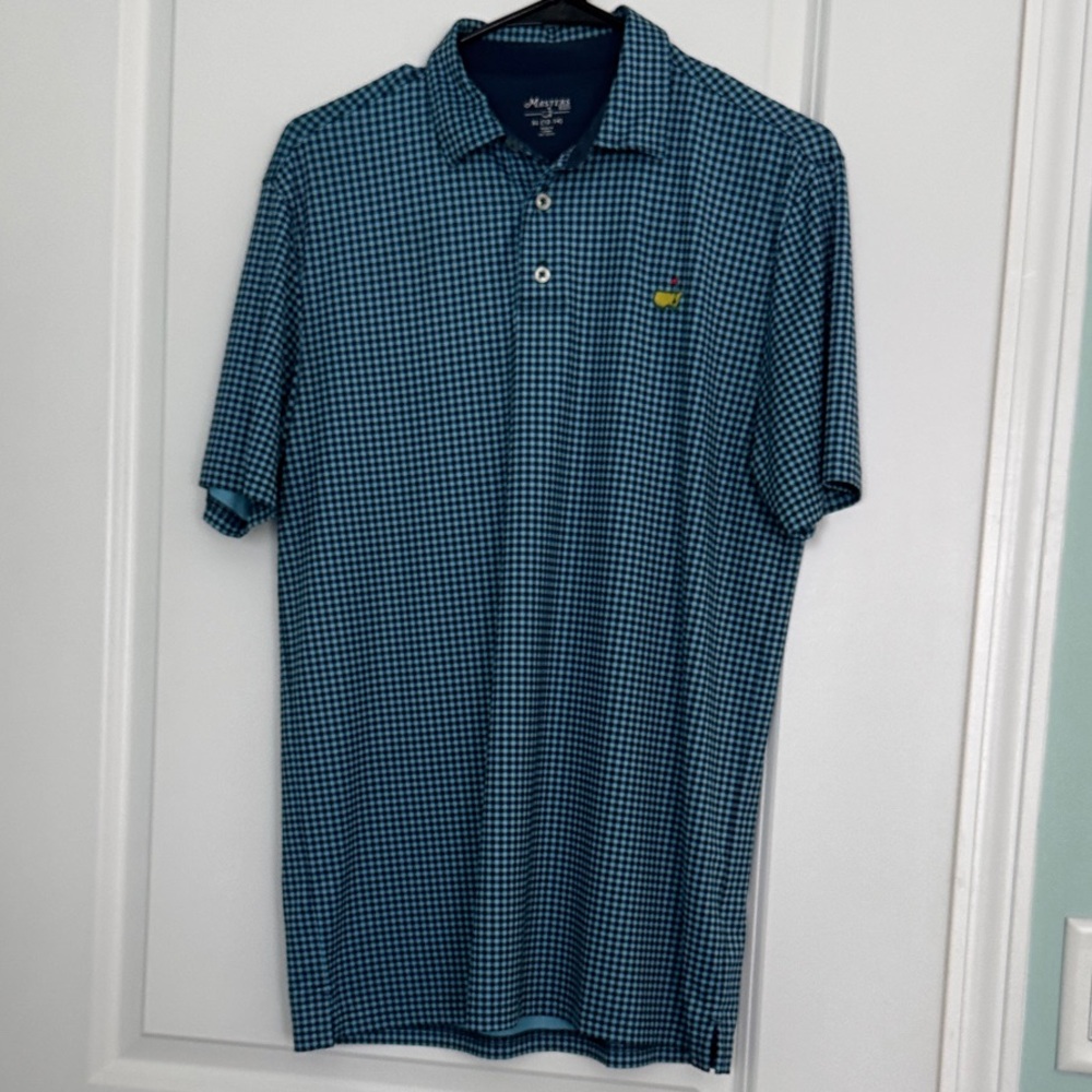 Masters kids Blue Checkered Polo Shirt. Boys XL, runs big. Excellent condition!